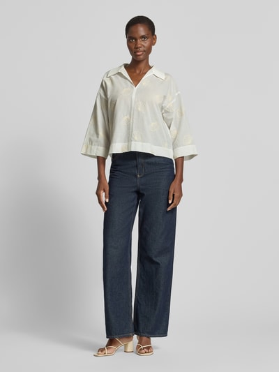 OPUS boxy fit blouse met stitchings model 'Famoni' Offwhite - 1