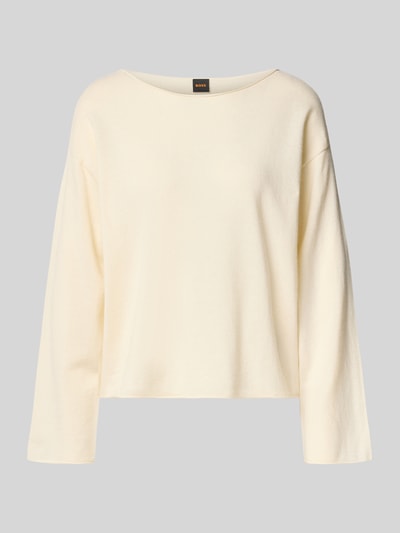 Produktfoto, cremefarbener Regular Fit Pullover aus Kaschmir-Schurwoll-Mix Modell 'C_Faprosa' von BOSS für Damen, BOSS Orange Kontext