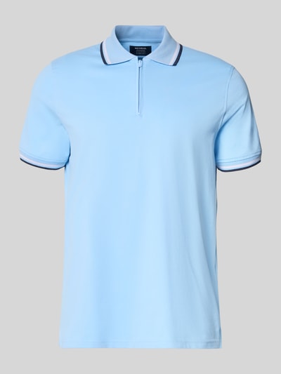 MCNEAL Slim Fit Poloshirt mit Kontraststreifen und Reißverschluss Sky 1