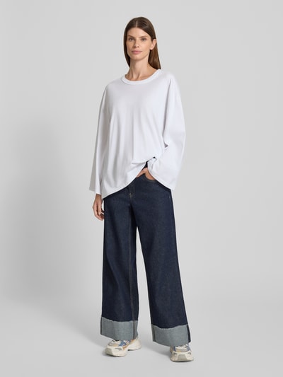 American Vintage Oversized Longsleeeve mit Rundhalsausschnitt Modell 'FIZVALLEY' Weiss 1