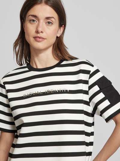 comma Casual Identity Sukienka T-shirtowa ze wzorem w paski Czarny 3