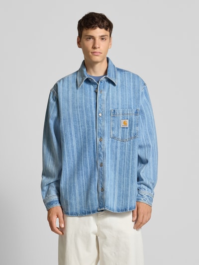 Carhartt Work In Progress Relaxed fit jeansoverhemd met borstzak, model 'Rylan' Jeansblauw - 4