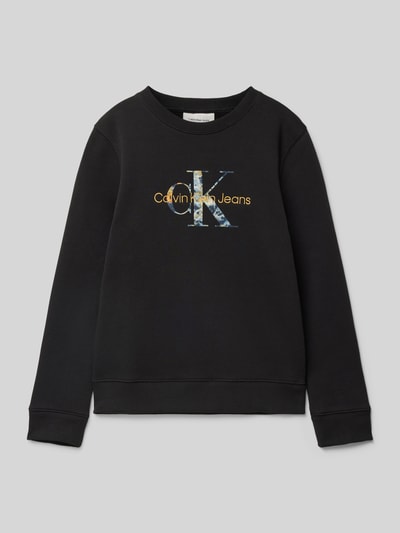 Calvin Klein Jeans Bluza z wyhaftowanym logo i okrągłym dekoltem Czarny 1