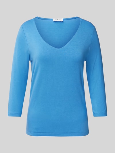 s.Oliver RED LABEL Regular Fit Langarmshirt aus Lyocell-Elasthan-Mix Bleu 2