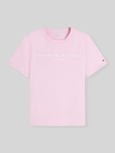 Tommy Hilfiger krój regular fit t-shirt z czystej bawełny z nadruk z logo Mocnoróżowy 2