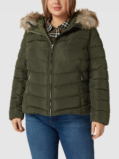 ONLY CARMAKOMA PLUS SIZE Steppjacke mit abnehmbarem Fellkragen Oliv 4