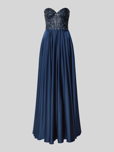 Produktfoto, Regular Fit Abendkleid mit floralem Pailettenbesatz von Laona, granatowy, półprzezroczysty, zamek wszyty, krój regular fit