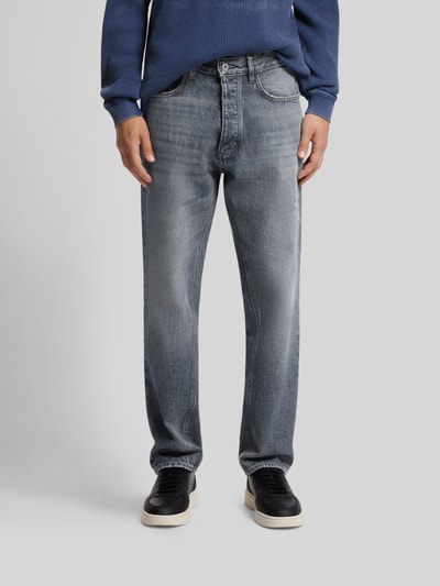 HUGO Blue Straight Fit Jeans mit Label-Patch Modell 'Jonah' Jeansblau 4