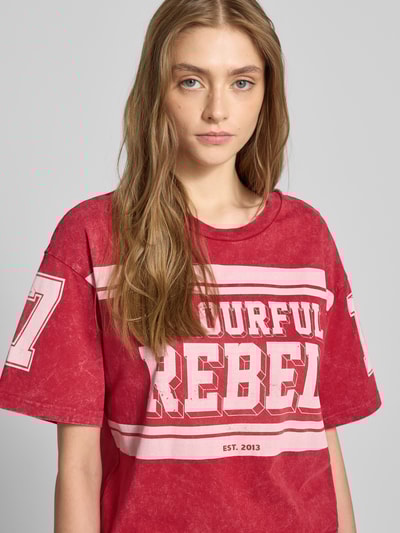 Colourful Rebel T-Shirt mit Label-Print Rot 3