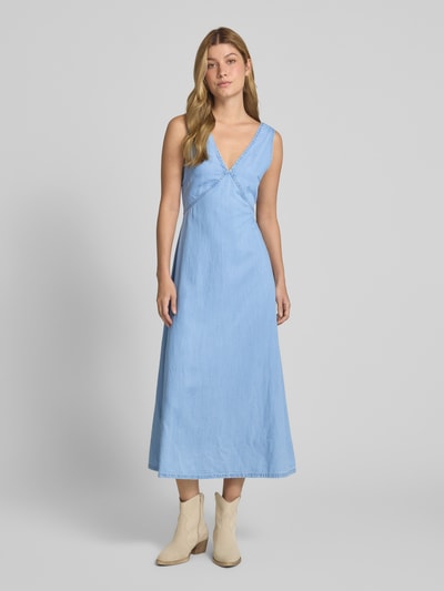 Mango Jeanskleid mit V-Ausschnitt Modell 'SIROS' Jeansblau 4