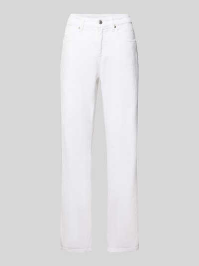 Produktfoto, Relaxed Fit Jeans aus Baumwoll-Mix Modell 'GAIA RELAXED' von Cambio in Weiß mit 5-Pocket-Design und Label Patch, Denimtextur