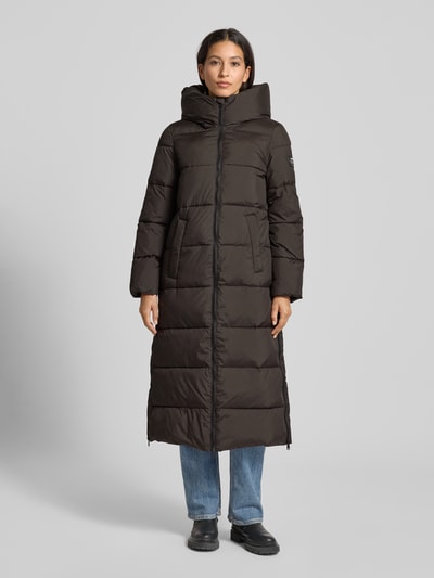 ECOALF Gewatteerde lange jas met tweewegsritssluiting, model 'ARANDA' Donkerbruin - 4