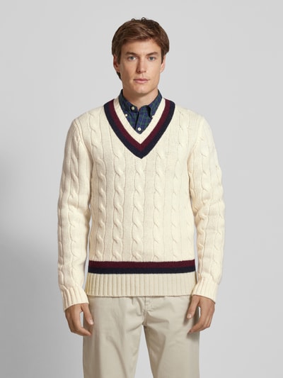 Polo Ralph Lauren Strickpullover mit Zopfmuster Offwhite 4