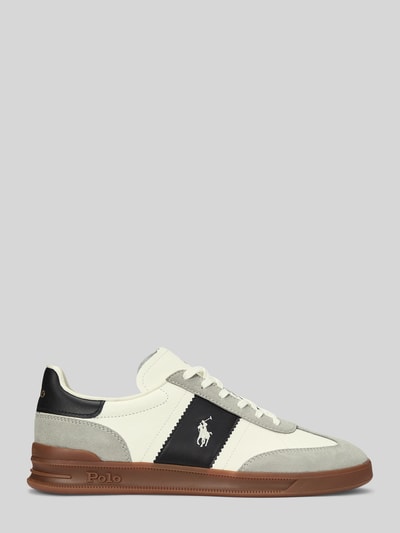 Produktfoto, Low Top Sneaker aus echtem Leder von Polo Ralph Lauren, wielokolorowe, zaokrąglony nosek, płaska podeszwa, wytłaczane logo, wyhaftowane logo, nadruk z logo, wiązanie, strukturyzowana podeszwa, wykończenie: welur, skóra gładka, naturalna skóra