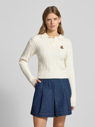 ONLY Slim Fit Poloshirt aus Viskose-Mix Modell 'KATIA' Offwhite Melange 4