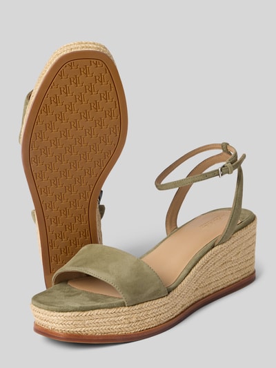 Lauren Ralph Lauren Wedges aus Leder mit Logo-Detail Modell 'LEONA' Khaki 4