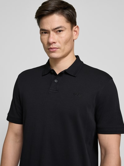 BOSS Orange Regular fit poloshirt met labelstitching, model 'Interlock' Zwart - 3