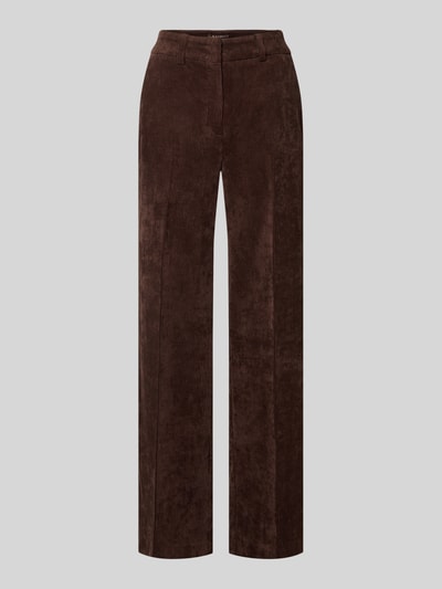 CAMBIO Wide fit corduroy broek met persplooien, model 'Amelie' Donkerbruin - 2