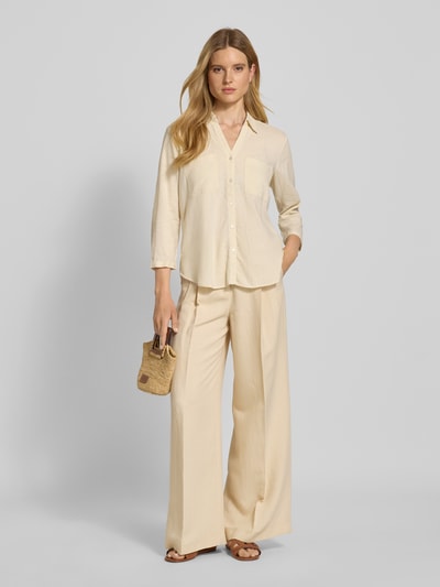 Tom Tailor Regular fit blouse met lange mouwen van een mix van linnen en viscose Beige - 1