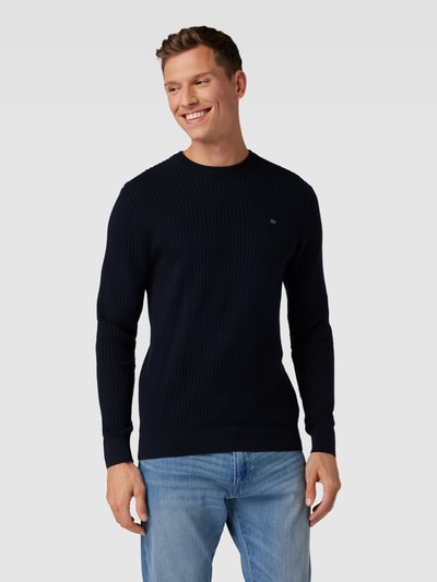 Christian Berg Men Strickpullover mit Strukturmuster Marine 4