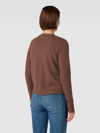 VILA Cardigan aus Viskose-Mix mit gerippten Abschlüssen Modell 'RIL' Mittelbraun 5