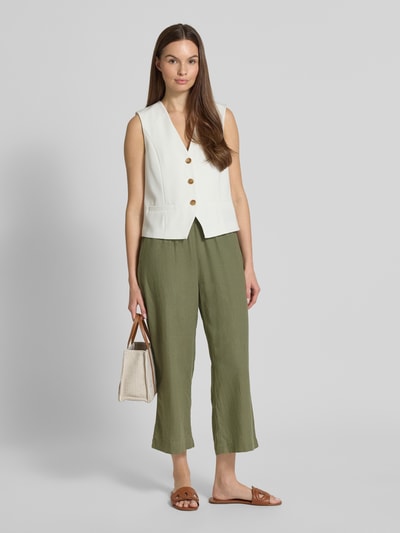 FREE/QUENT Wide Leg Leinenculotte mit Tunnelzug Modell 'Lava' Oliv 1