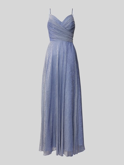 Unique Abendkleid mit Spaghettiträgern und V-Ausschnitt Hellblau 2