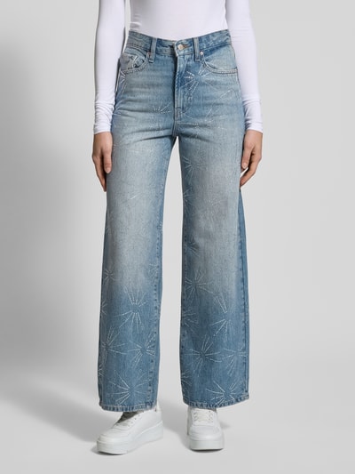 Only Loose Fit Jeans aus reiner Baumwolle mit Strasssteinbesatz Modell 'HOPE' Jeansblau 4