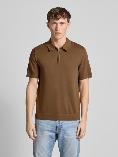 Jack & Jones Premium Regular Fit Poloshirt mit Label-Detail Modell 'MILANO SPRING' Mittelbraun 4