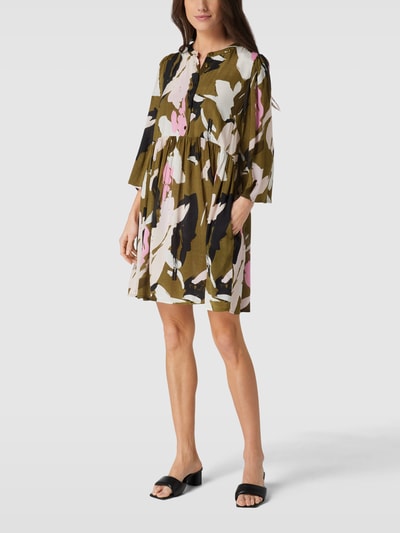 Kaffe Minikleid mit Allover-Muster Modell 'Rosa' Khaki 1