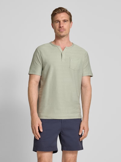 Lerros T-shirt met borstzak en labelstitching, model 'SERAFINO' Lindegroen - 4