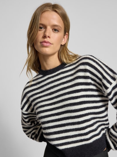 Only Relaxed fit gebreide pullover met all-over motief, model 'PIUMO' Metallic zwart - 3