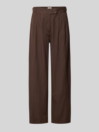 Produktfoto, Wide Leg Hose mit Eingrifftaschen Modell 'QUINN' von Scotch & Soda im Baumwoll-Leinen-Mix, braune Farbe, glatte Textur, Damen Hose