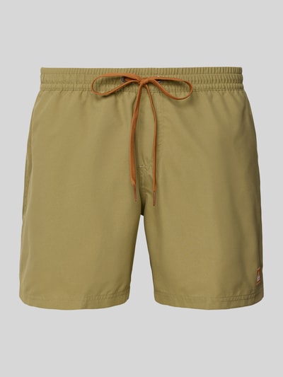 Quiksilver Zwembroek met labeldetail en elastische band Kaki - 1