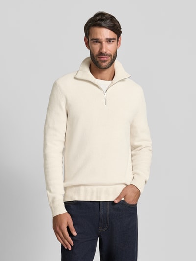 Marc O'Polo Regular Fit Troyer aus Baumwoll-Schurwoll-Mix Offwhite 4