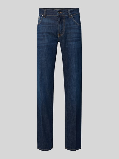 Produktfoto, Slim Fit Jeans Modell 'ANGELS' von Guess aus dunkelblauem Baumwoll-Mix mit Stretch-Anteil, sichtbare Eingrifftaschen.