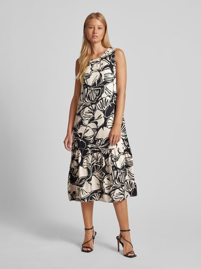 OPUS Midi-jurk met all-over print, model 'Wicy art' Zwart - 4