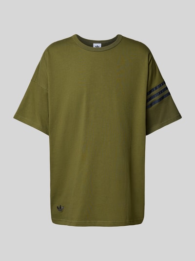 adidas Originals T-shirt met ronde hals en labelstitching Olijfgroen - 2