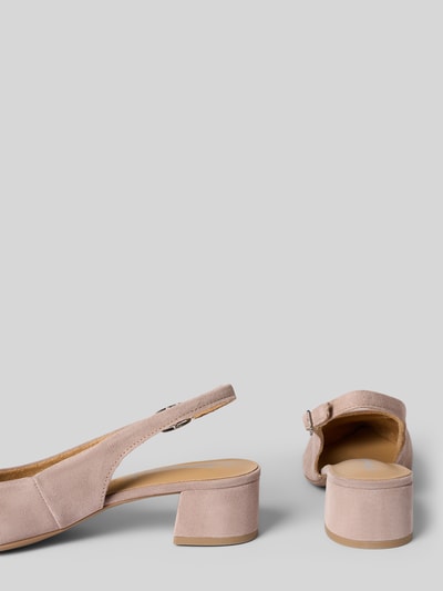 Produktfoto, Slingbacks aus echtem Veloursleder von Tamaris, różowy, jednolity kolor, spiczasty czubek, blokowy obcas, zapięcie na klamerkę, fakturowana podeszwa, wykonanie z prawdziwej skóry