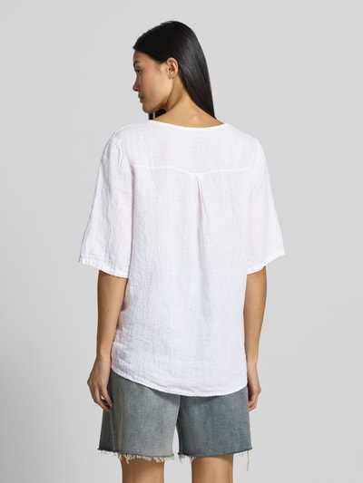 ZABAIONE Regular Fit Leinenbluse mit Stitchings Modell 'La44ura' Weiss 5