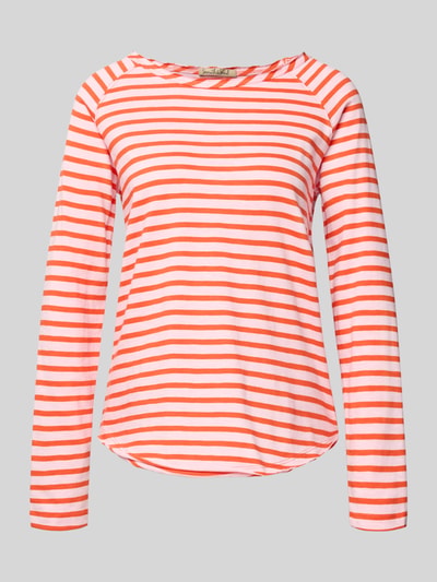 Produktfoto, Longsleeve mit Rundhalsausschnitt von Smith and Soul in Orange-Weiß, reine Baumwolle, Regular Fit, Allover-Look, Vorderansicht