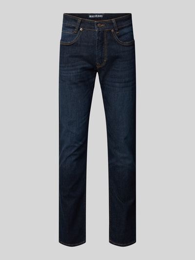 Produktfoto, Jeans met steekzakken model 'ARNE PIPE' van MAC, donkerblauwe katoenmix met stretch, Slim Fit, rechte pijpen