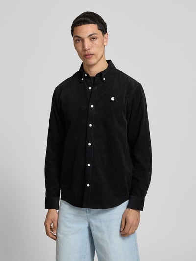 Carhartt Work In Progress Regular Fit Freizeithemd aus Cord mit Button-Down-Kragen Black 4