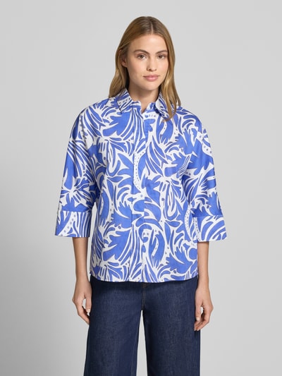 Christian Berg Woman Bluse mit verdeckter Knopfleiste und 3/4-Arm Royal 4