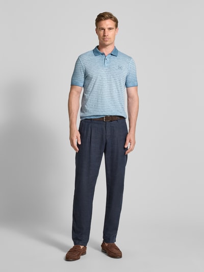 Lerros Regular fit poloshirt met labeldetail, model 'SLUB' Rookblauw - 1