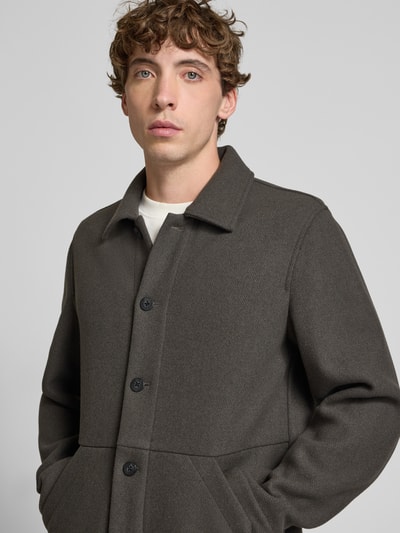 Marc O'Polo Denim Regular Fit Wolljacke mit Umlegekragen Dunkelbraun 3