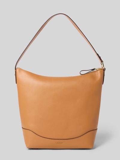 Produktfoto, Lederhandtasche mit Ziernaht von Lauren Ralph Lauren ze skóra bydlęca, główna przegroda z zamkiem błyskawicznym, uchwyt, ozdobny szew, szerokość 32 cm, długość 30 cm, głębokość 13 cm, długość paska na ramię 58 cm.