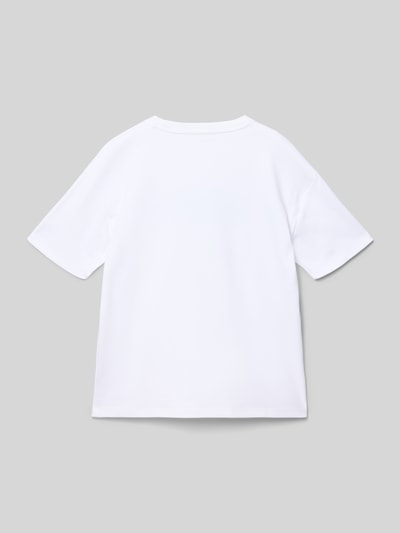 Productfoto, Regular Fit T-Shirt aus reiner Baumwolle van Calvin Klein Jeans, effen wit, korte mouw, ronde hals, label stitching, katoen.