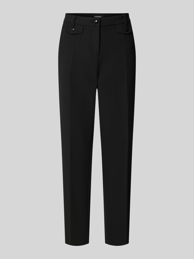 Produktfoto, schwarze Schmale Hose mit Viskose-Baumwoll-Anteil Modell 'KRYSTAL' von CAMBIO, Damen Schmale Hose, glatte Textur, klare Linien.