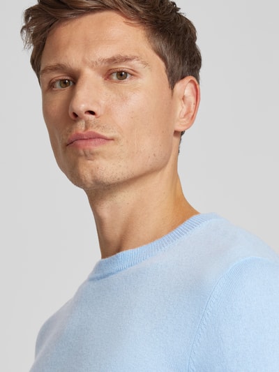 Christian Berg Men Strickpullover mit gerippten Abschlüssen Hellblau Melange 3